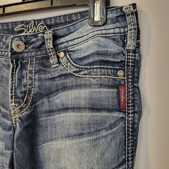 Silver Jeans Women's 28 28/33 Dark Wash Twisted Bootcut Denim - Picture 8 of 11